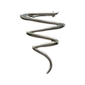 1960s Dulce Mid-century Modernist .925 Silver “Zig-Zag” Serpentine Brooch Pin